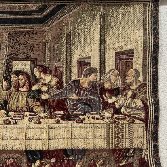 Last Supper Woven Tapestry In Gold Trim 27” x 14” - Picture 2 of 9
